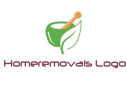 pestle and mortar with leaf pharmacy logo