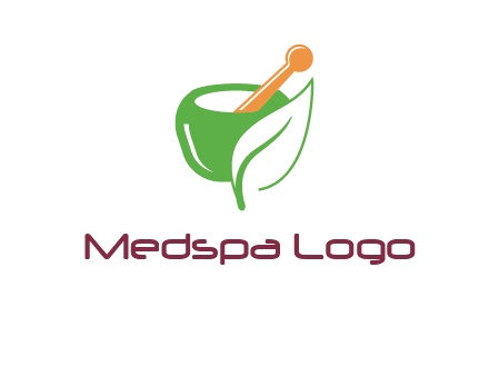 pestle and mortar with leaf pharmacy logo