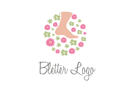 flowers and foot in circle spa logo