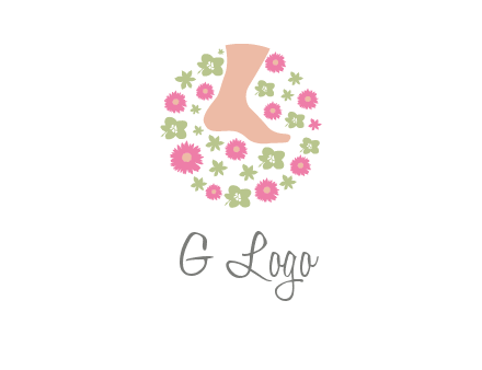 flowers and foot in circle spa logo