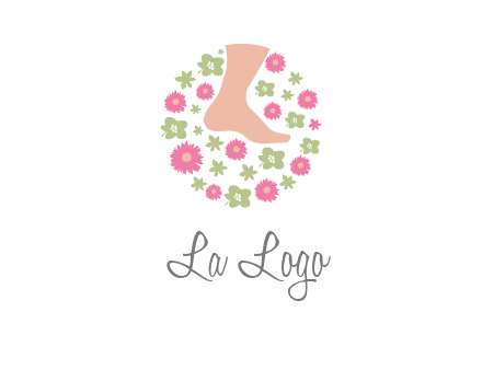 flowers and foot in circle spa logo