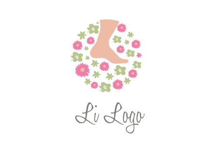 flowers and foot in circle spa logo