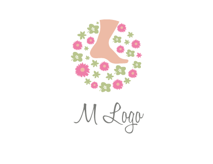 flowers and foot in circle spa logo