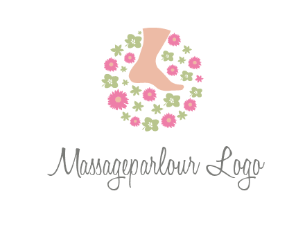 flowers and foot in circle spa logo