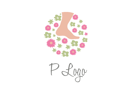 flowers and foot in circle spa logo