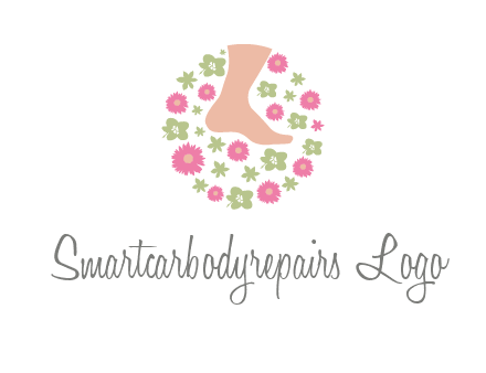 flowers and foot in circle spa logo