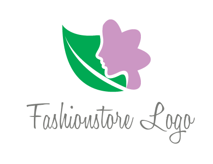 leave and woman head as flower logo icon