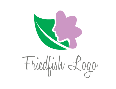 leave and woman head as flower logo icon