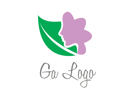 leave and woman head as flower logo icon