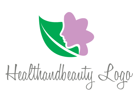 leave and woman head as flower logo icon