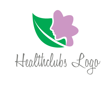 leave and woman head as flower logo icon