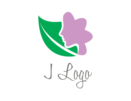 leave and woman head as flower logo icon