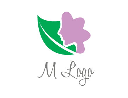 leave and woman head as flower logo icon