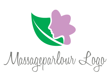 leave and woman head as flower logo icon