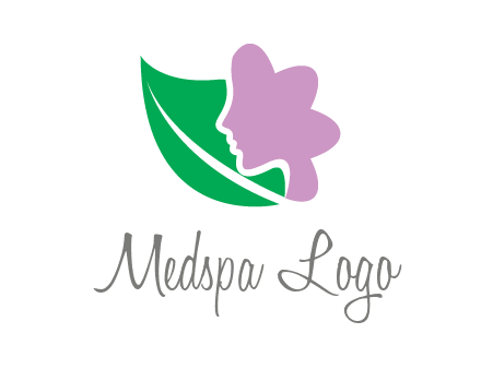 leave and woman head as flower logo icon