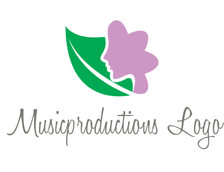 leave and woman head as flower logo icon