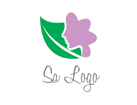 leave and woman head as flower logo icon