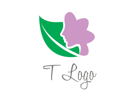 leave and woman head as flower logo icon