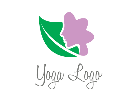 leave and woman head as flower logo icon