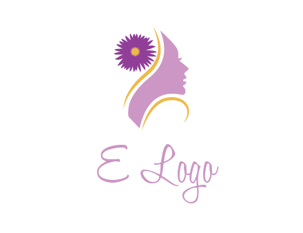 flower on hair of woman silhouette beauty logo icon