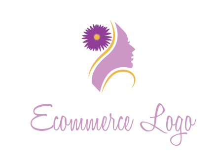 flower on hair of woman silhouette beauty logo icon