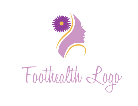 flower on hair of woman silhouette beauty logo icon