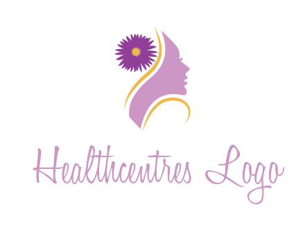 flower on hair of woman silhouette beauty logo icon