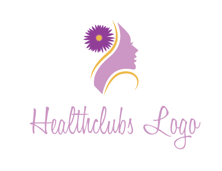 flower on hair of woman silhouette beauty logo icon