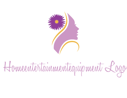 flower on hair of woman silhouette beauty logo icon