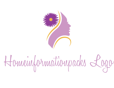 flower on hair of woman silhouette beauty logo icon