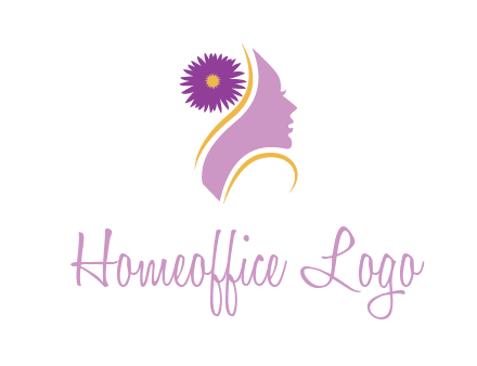 flower on hair of woman silhouette beauty logo icon