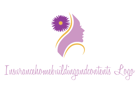 flower on hair of woman silhouette beauty logo icon