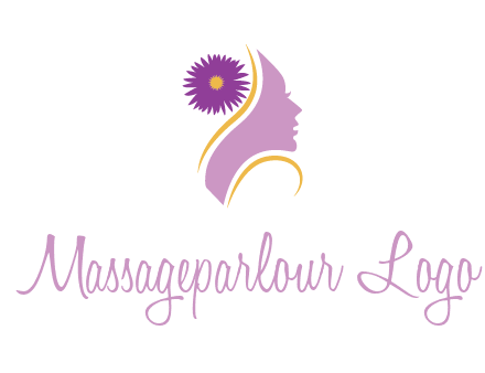 flower on hair of woman silhouette beauty logo icon