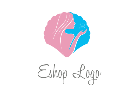 woman side profile and hand beauty logo icon