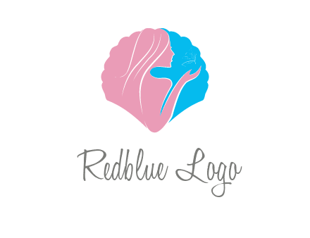 woman side profile and hand beauty logo icon