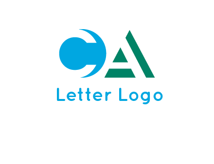 negative spacing letter C and letter A in geometric shapes