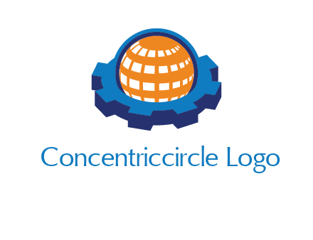 globe in center of gear engineering logo