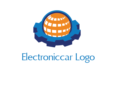 globe in center of gear engineering logo