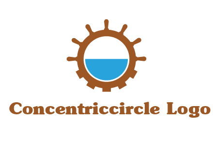 water in ship wheel and gear engineering logo icon