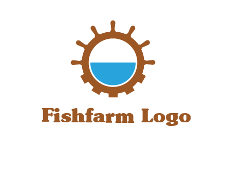 water in ship wheel and gear engineering logo icon