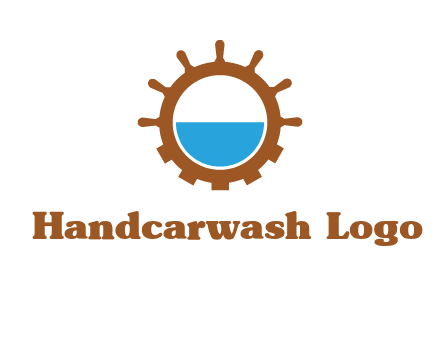 water in ship wheel and gear engineering logo icon