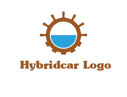 water in ship wheel and gear engineering logo icon