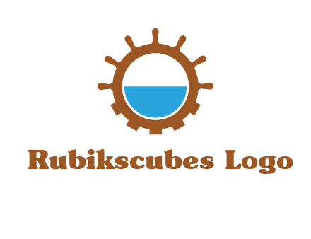 water in ship wheel and gear engineering logo icon