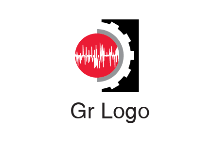 sound waves in circle and gear logo