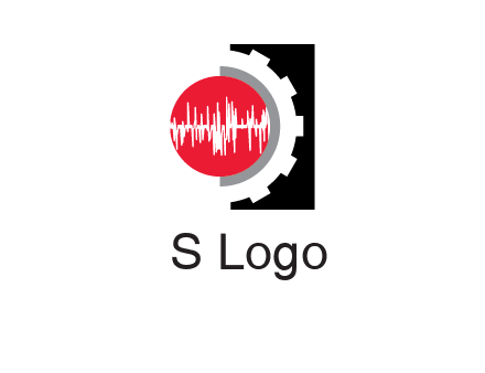 sound waves in circle and gear logo