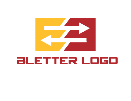 Letters EE creating arrows inside rectangle logo