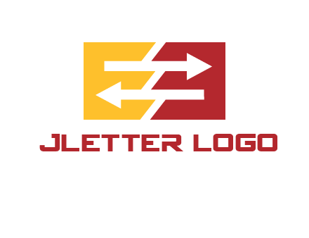 Letters EE creating arrows inside rectangle logo