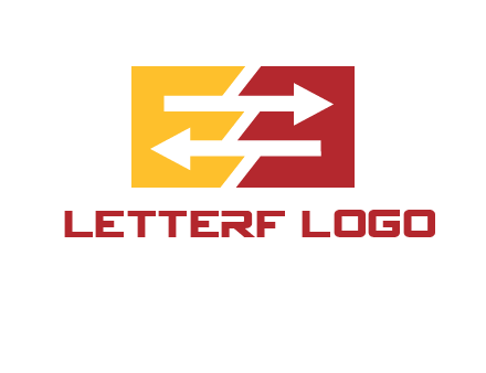 Letters EE creating arrows inside rectangle logo