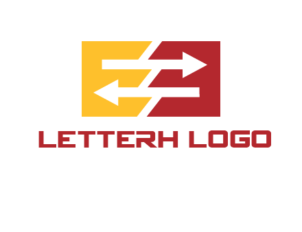 Letters EE creating arrows inside rectangle logo