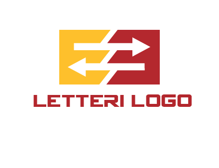 Letters EE creating arrows inside rectangle logo